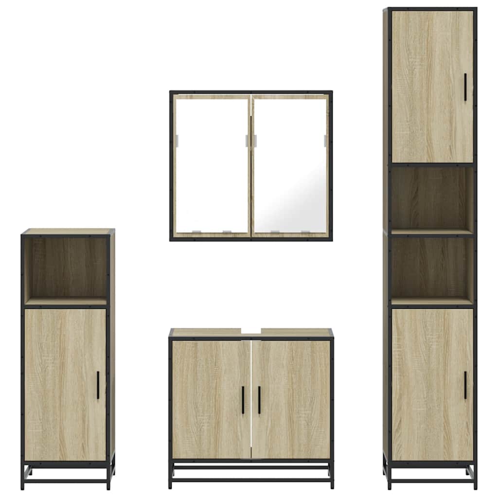 4 Piece Bathroom Furniture Set Sonoma Oak Engineered Wood
