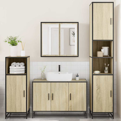 4 Piece Bathroom Furniture Set Sonoma Oak Engineered Wood