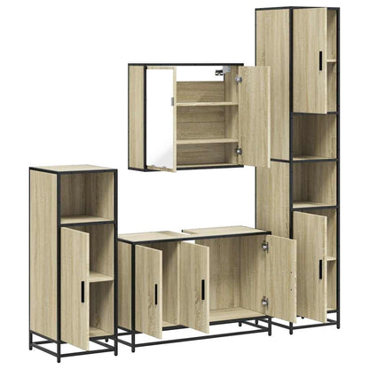 4 Piece Bathroom Furniture Set Sonoma Oak Engineered Wood