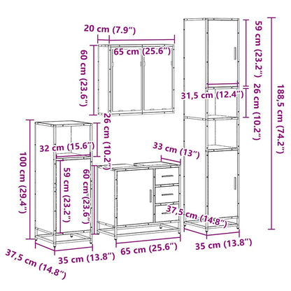 4 Piece Bathroom Furniture Set Sonoma Oak Engineered Wood