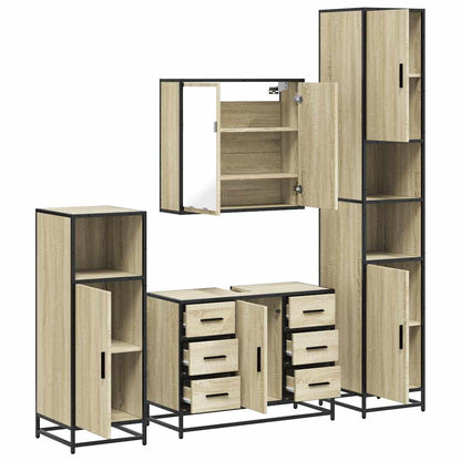4 Piece Bathroom Furniture Set Sonoma Oak Engineered Wood