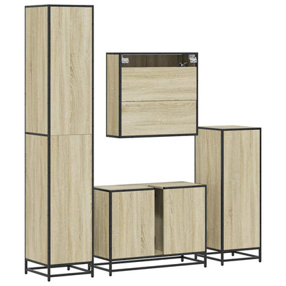 4 Piece Bathroom Furniture Set Sonoma Oak Engineered Wood