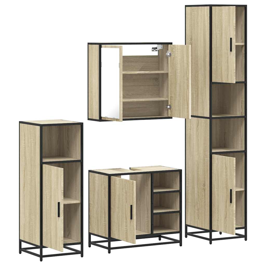 4 Piece Bathroom Furniture Set Sonoma Oak Engineered Wood