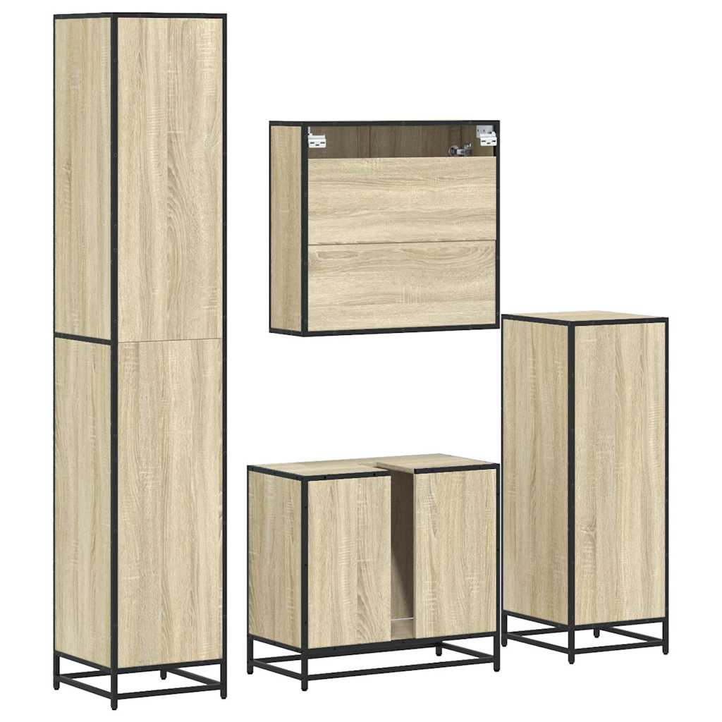 4 Piece Bathroom Furniture Set Sonoma Oak Engineered Wood