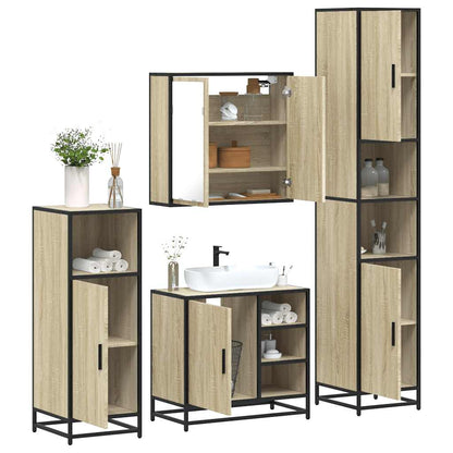 4 Piece Bathroom Furniture Set Sonoma Oak Engineered Wood