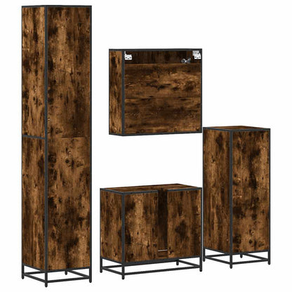 4 Piece Bathroom Furniture Set Smoked Oak Engineered Wood