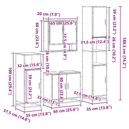 4 Piece Bathroom Furniture Set Sonoma Oak Engineered Wood