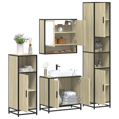 4 Piece Bathroom Furniture Set Sonoma Oak Engineered Wood
