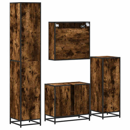 4 Piece Bathroom Furniture Set Smoked Oak Engineered Wood