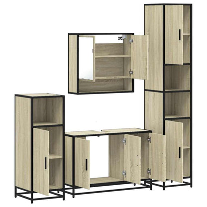 4 Piece Bathroom Furniture Set Sonoma Oak Engineered Wood