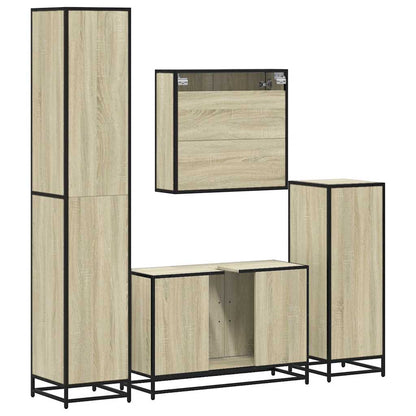 4 Piece Bathroom Furniture Set Sonoma Oak Engineered Wood