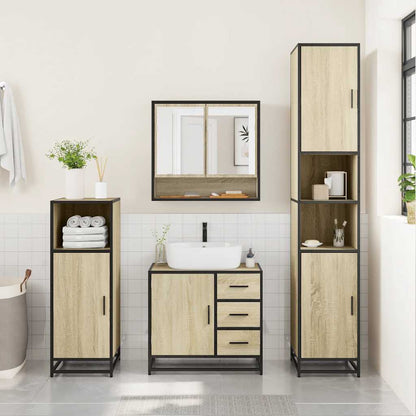 4 Piece Bathroom Furniture Set Sonoma Oak Engineered Wood