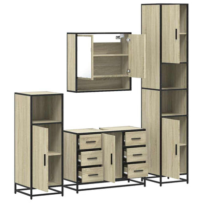 4 Piece Bathroom Furniture Set Sonoma Oak Engineered Wood