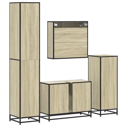 4 Piece Bathroom Furniture Set Sonoma Oak Engineered Wood