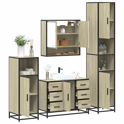 4 Piece Bathroom Furniture Set Sonoma Oak Engineered Wood