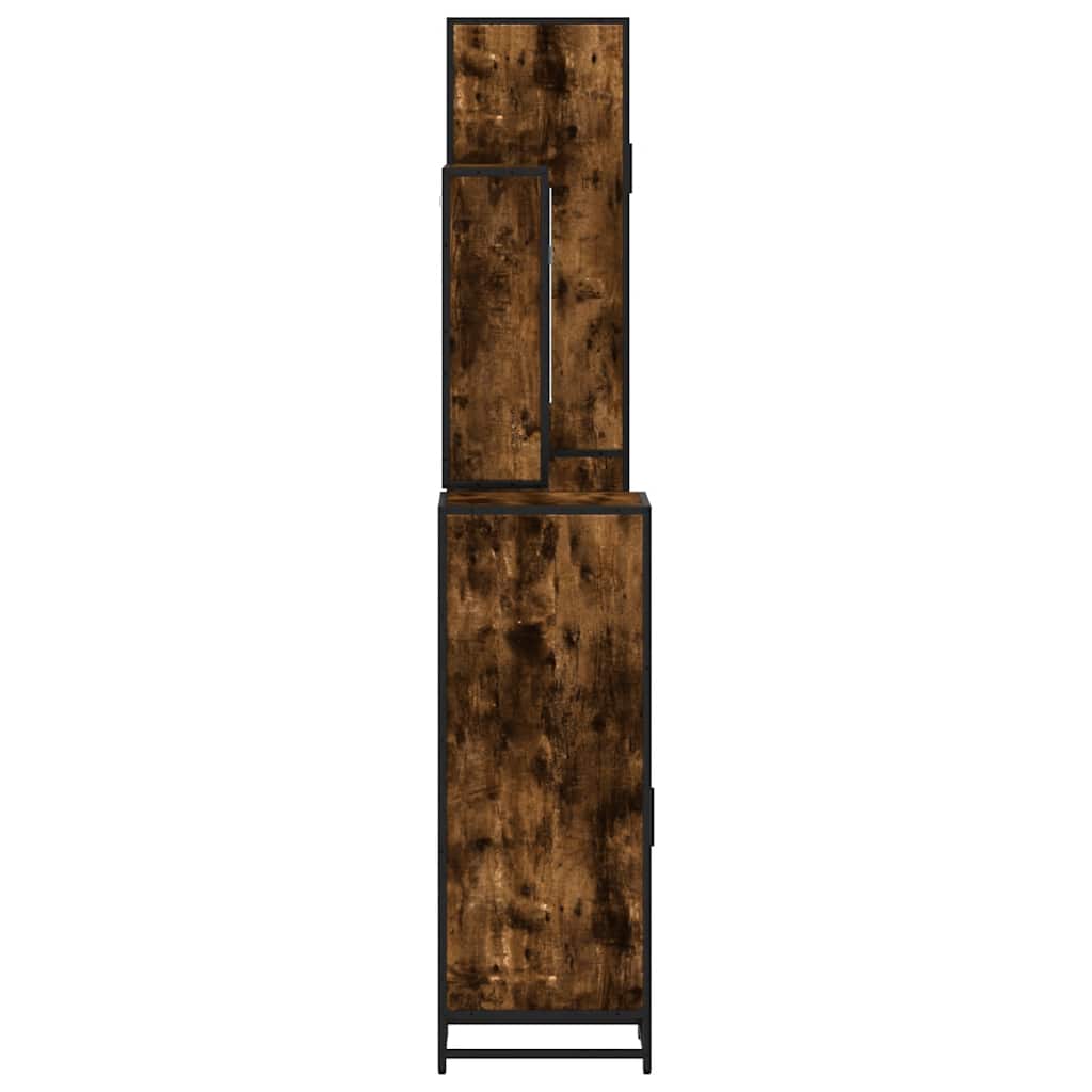 4 Piece Bathroom Furniture Set Smoked Oak Engineered Wood