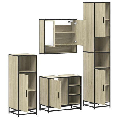 4 Piece Bathroom Furniture Set Sonoma Oak Engineered Wood