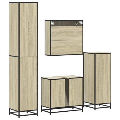 4 Piece Bathroom Furniture Set Sonoma Oak Engineered Wood