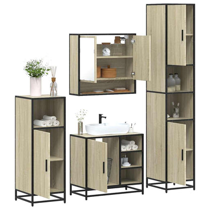 4 Piece Bathroom Furniture Set Sonoma Oak Engineered Wood