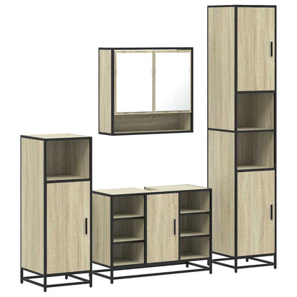 4 Piece Bathroom Furniture Set Sonoma Oak Engineered Wood