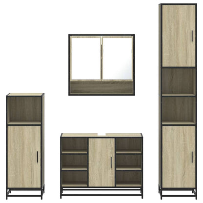 4 Piece Bathroom Furniture Set Sonoma Oak Engineered Wood