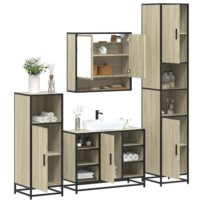 4 Piece Bathroom Furniture Set Sonoma Oak Engineered Wood