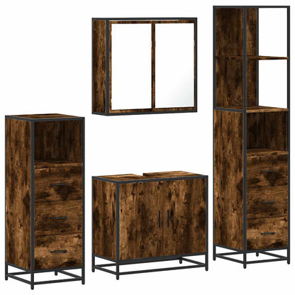 4 Piece Bathroom Furniture Set Smoked Oak Engineered Wood