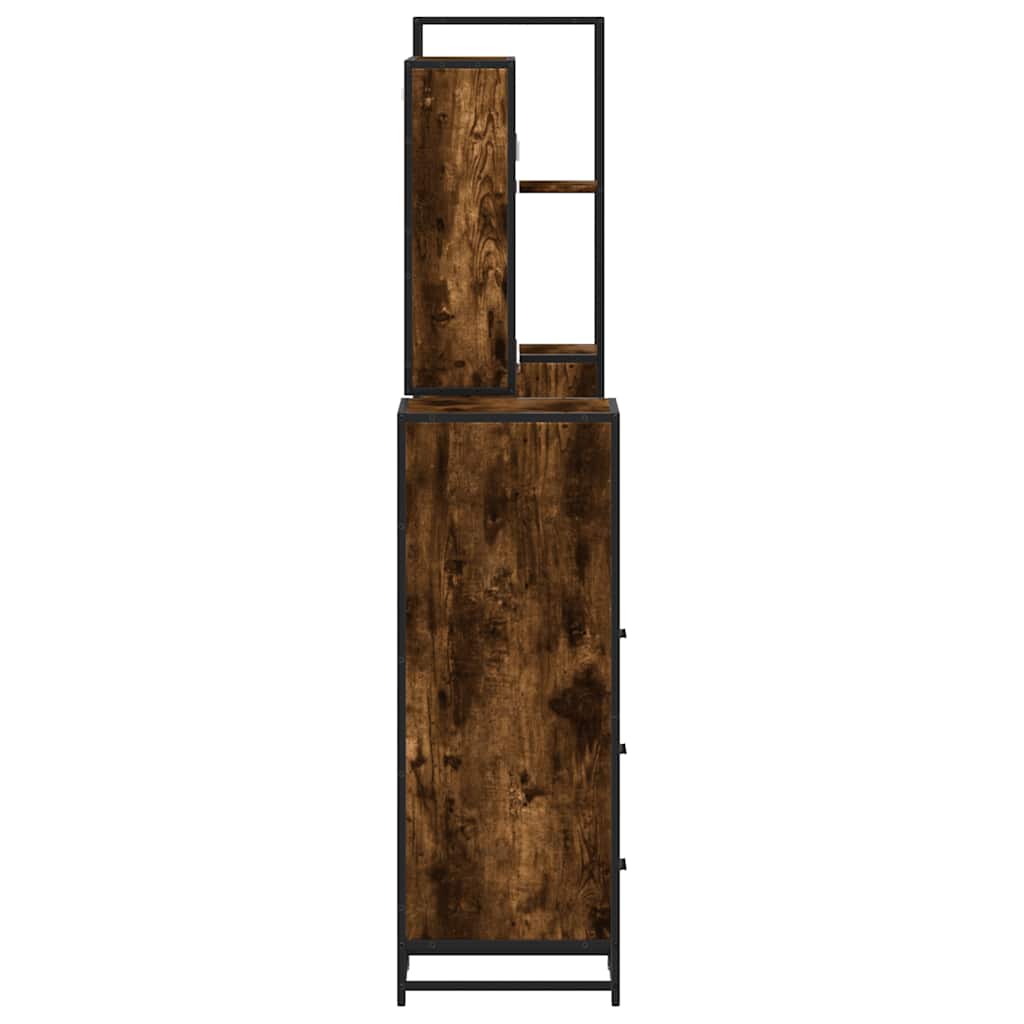 4 Piece Bathroom Furniture Set Smoked Oak Engineered Wood