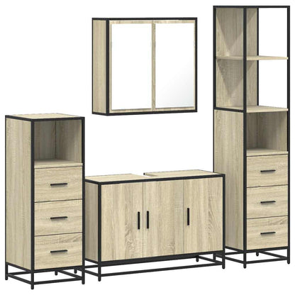 4 Piece Bathroom Furniture Set Sonoma Oak Engineered Wood