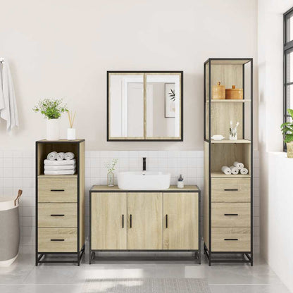 4 Piece Bathroom Furniture Set Sonoma Oak Engineered Wood