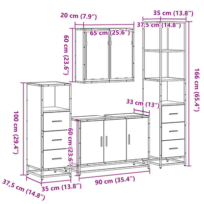 4 Piece Bathroom Furniture Set Sonoma Oak Engineered Wood