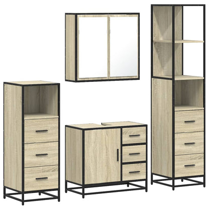 4 Piece Bathroom Furniture Set Sonoma Oak Engineered Wood