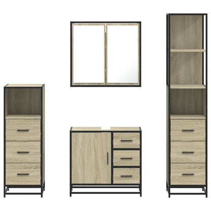 4 Piece Bathroom Furniture Set Sonoma Oak Engineered Wood