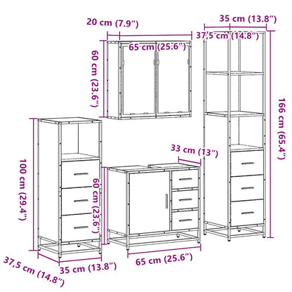 4 Piece Bathroom Furniture Set Sonoma Oak Engineered Wood