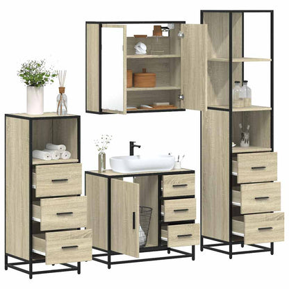4 Piece Bathroom Furniture Set Sonoma Oak Engineered Wood