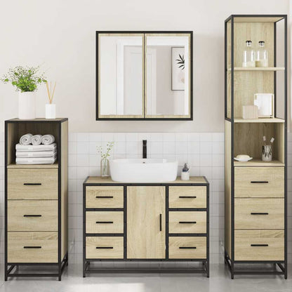4 Piece Bathroom Furniture Set Sonoma Oak Engineered Wood