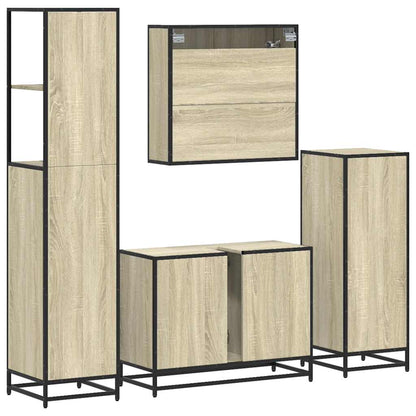 4 Piece Bathroom Furniture Set Sonoma Oak Engineered Wood