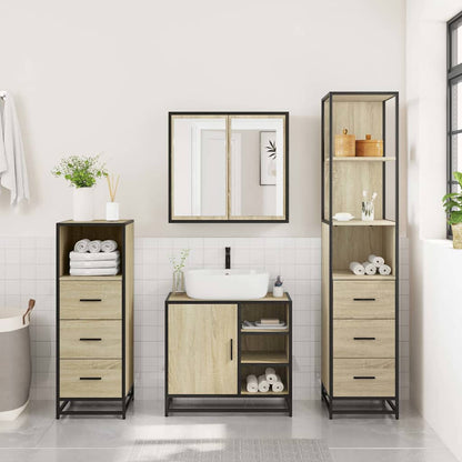 4 Piece Bathroom Furniture Set Sonoma Oak Engineered Wood