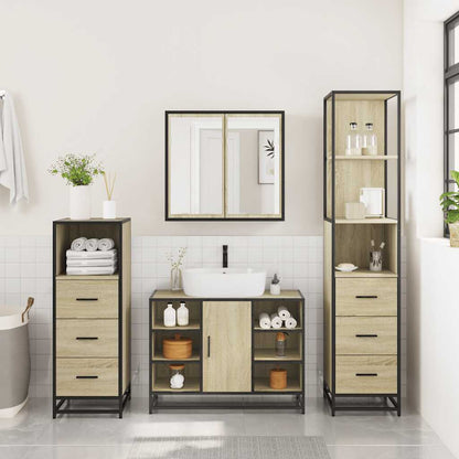 4 Piece Bathroom Furniture Set Sonoma Oak Engineered Wood