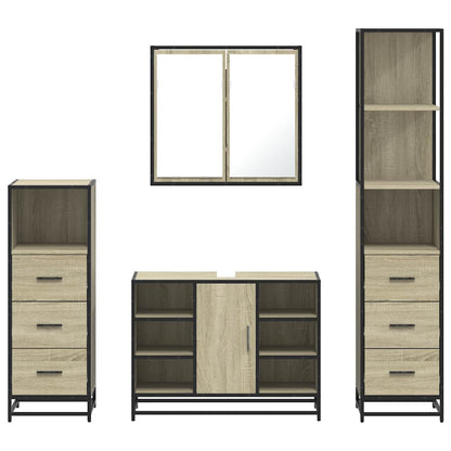 4 Piece Bathroom Furniture Set Sonoma Oak Engineered Wood