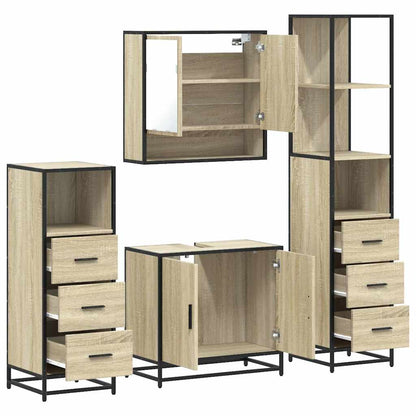 4 Piece Bathroom Furniture Set Sonoma Oak Engineered Wood