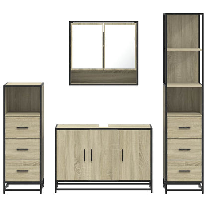 4 Piece Bathroom Furniture Set Sonoma Oak Engineered Wood
