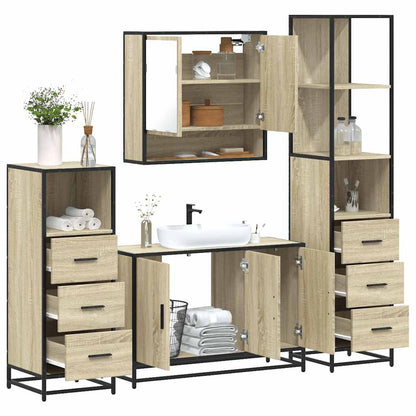 4 Piece Bathroom Furniture Set Sonoma Oak Engineered Wood
