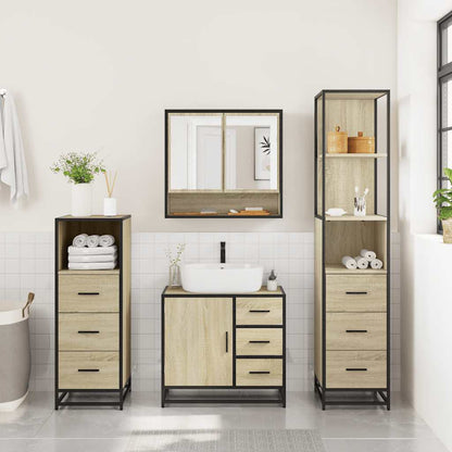 4 Piece Bathroom Furniture Set Sonoma Oak Engineered Wood