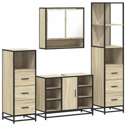 4 Piece Bathroom Furniture Set Sonoma Oak Engineered Wood