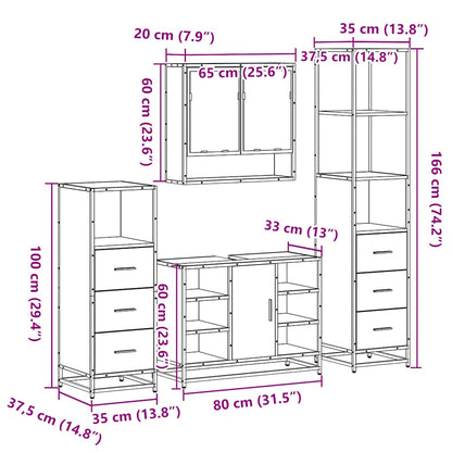 4 Piece Bathroom Furniture Set Sonoma Oak Engineered Wood