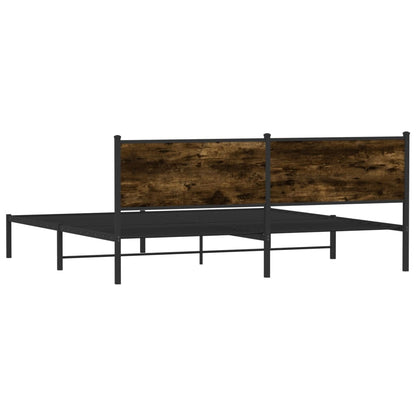 Metal Bed Frame without Mattress Smoked Oak 200x200 cm