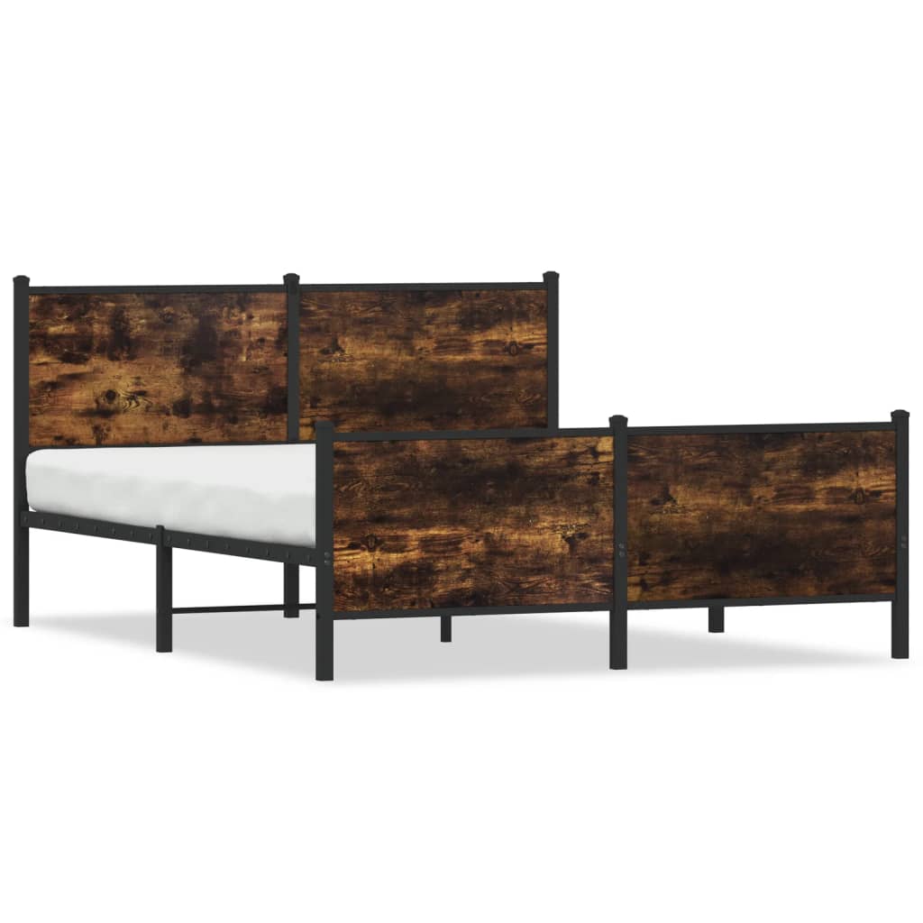 Metal Bed Frame without Mattress Smoked Oak 140x200 cm