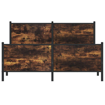 Metal Bed Frame without Mattress Smoked Oak 140x200 cm