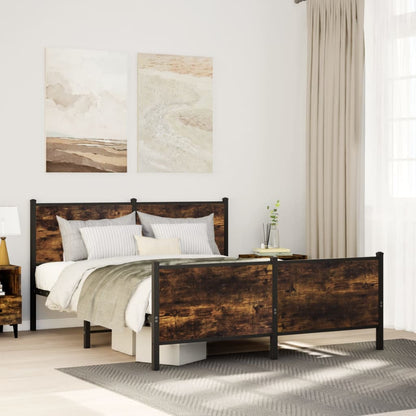 Metal Bed Frame without Mattress Smoked Oak 160x200 cm